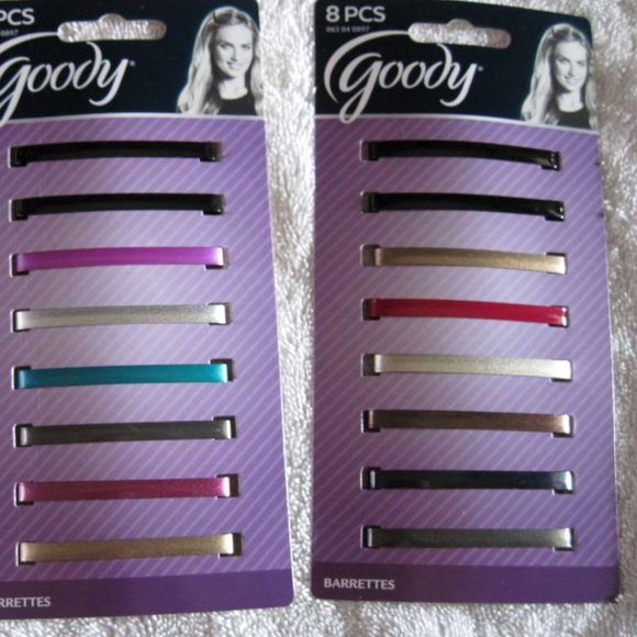 8 Goody 2 1/4" Painted Metal Stay Tight Put Hair Barrettes Secure Clasp Flat Bar - Picture 11 of 11